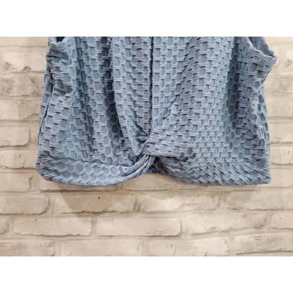 Iris Women 3X Blue Cinched Workout Crop Top Blouse Sleeveless Tank 19.5" Length - Picture 4 of 9